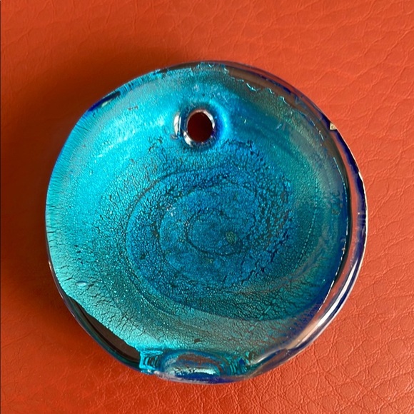 Swirled Glass Pendant in Blue and Silver - Picture 2 of 2